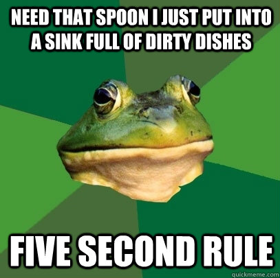 need that spoon i just put into a sink full of dirty dishes five second rule  Foul Bachelor Frog