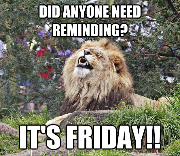 Did anyone need reminding? It's Friday!! - Did anyone need reminding? It's Friday!!  Aww yea lion