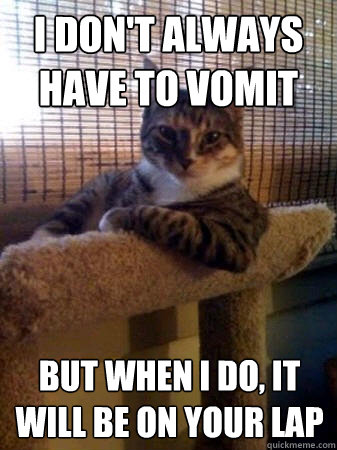I don't always have to vomit But when I do, it will be on your lap  The Most Interesting Cat in the World