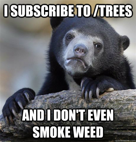 i subscribe to /trees and i don't even smoke weed  Confession Bear