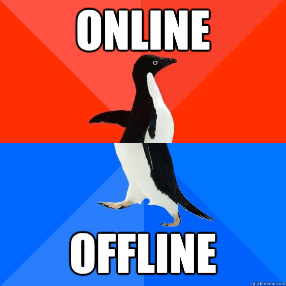 Online offline  Socially Awesome Awkward Penguin