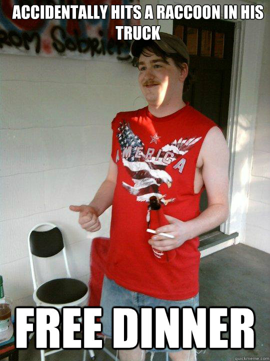 Accidentally hits a raccoon in his truck Free dinner  Redneck Randal