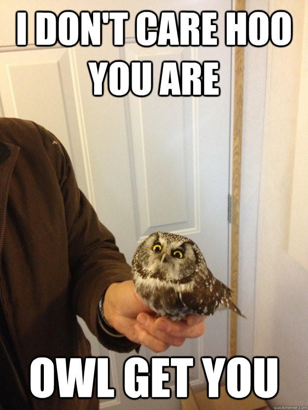 I don't care hoo you are Owl get you  