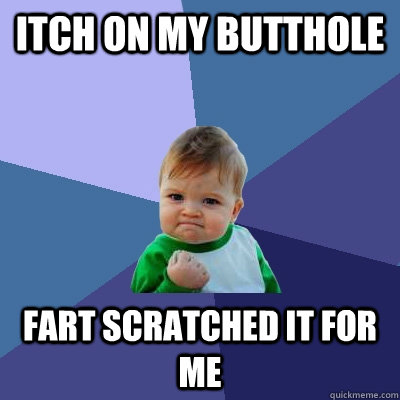 itch on my butthole fart scratched it for me  Success Kid