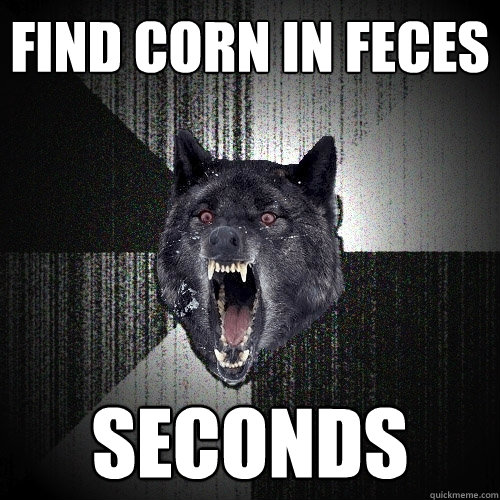 find corn in feces seconds  Insanity Wolf