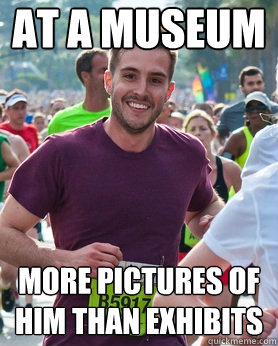 At a museum more pictures of him than exhibits  Ridiculously photogenic guy