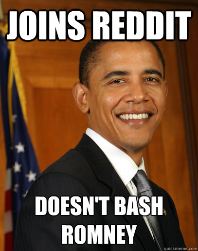 joins Reddit doesn't bash romney  