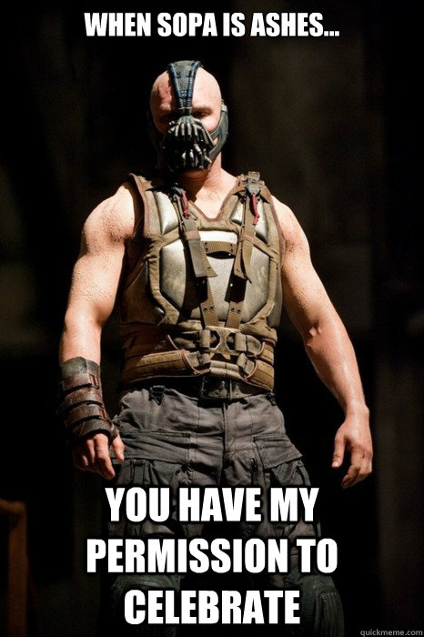 When sopa is ashes... you have my permission to celebrate  Permission Bane