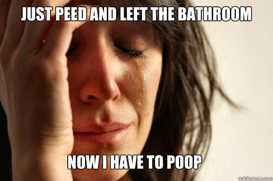 Just peed and left the bathroom now I have to poop  First World Problems