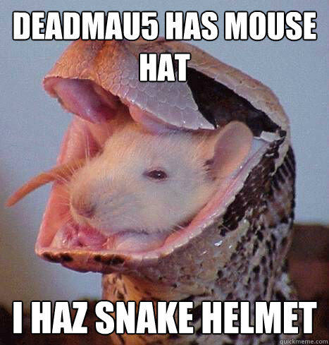 Deadmau5 has mouse hat I haz snake helmet - Deadmau5 has mouse hat I haz snake helmet  Snakes on a Mouse