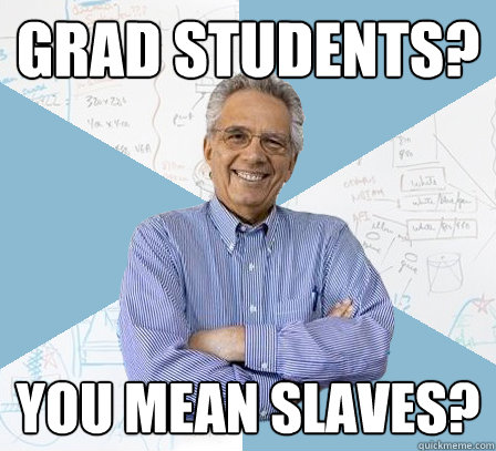 grad students? you mean slaves?  EngineeringProfessor