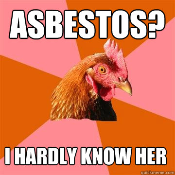 Asbestos? I hardly know her - Asbestos? I hardly know her  Anti-Joke Chicken