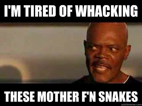 i'm tired of WHACKING THESE MOTHER F'N SNAKES  