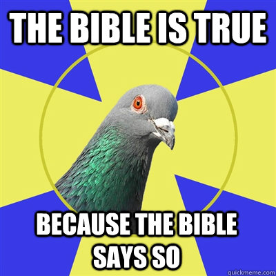 the bible is true because the bible says so - the bible is true because the bible says so  Religion Pigeon