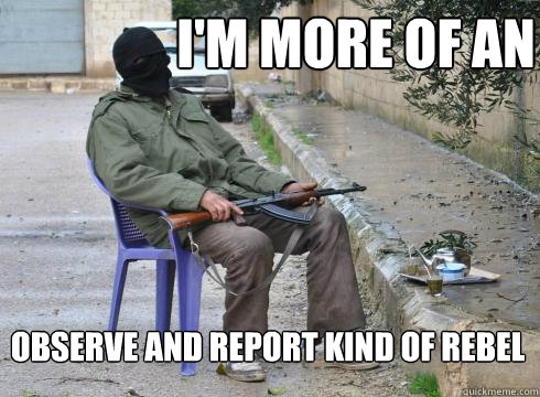I'm more of an observe and report kind of rebel  Lazy Rebel