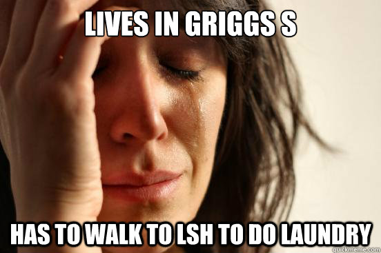 lives in griggs s Has to walk to lsh to do laundry  First World Problems