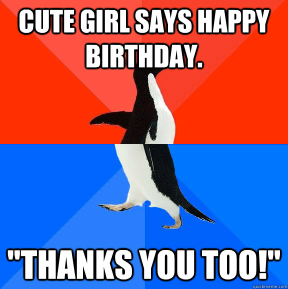 Cute Girl says Happy Birthday. 