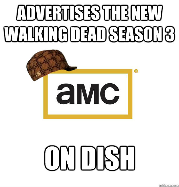 Advertises the new Walking Dead season 3 on dish  