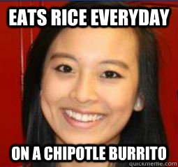 Eats Rice Everyday On a Chipotle Burrito  