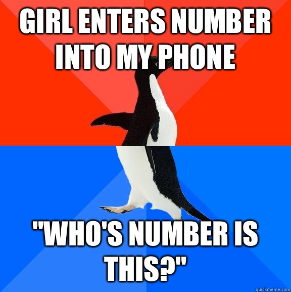Girl enters number into my phone 