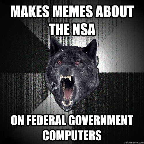 makes memes about the nsa on federal government computers  Insanity Wolf