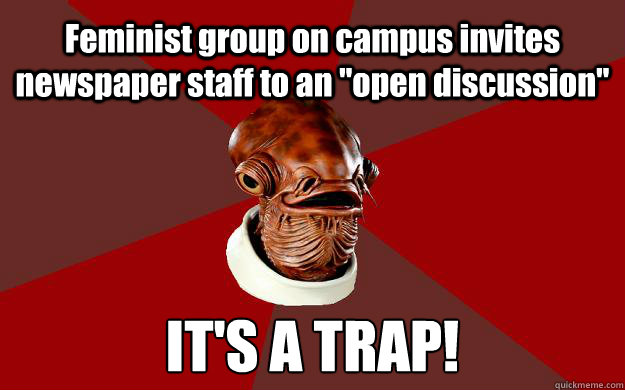 Feminist group on campus invites newspaper staff to an 