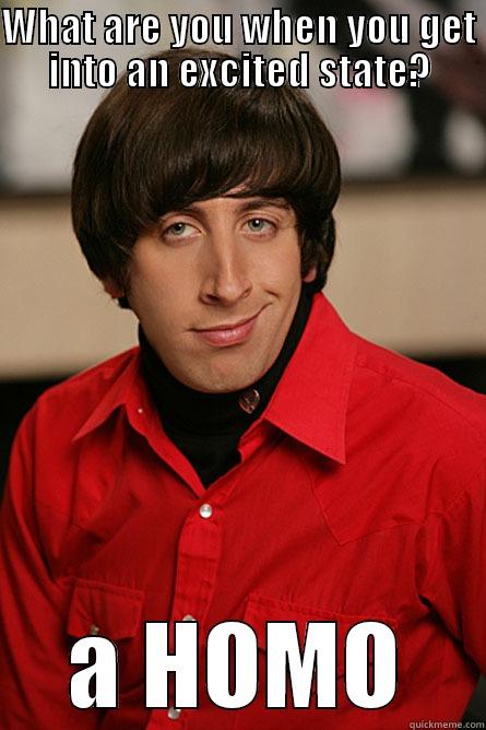 WHAT ARE YOU WHEN YOU GET INTO AN EXCITED STATE? A HOMO Pickup Line Scientist
