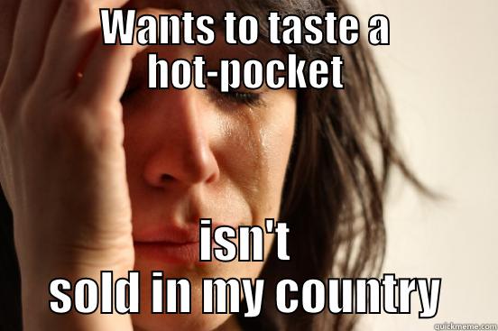 WANTS TO TASTE A HOT-POCKET ISN'T SOLD IN MY COUNTRY First World Problems