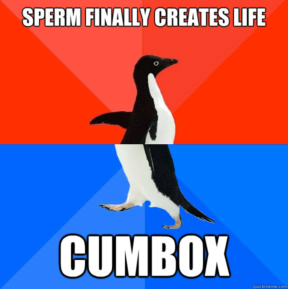sperm finally creates life cumbox  Socially Awesome Awkward Penguin