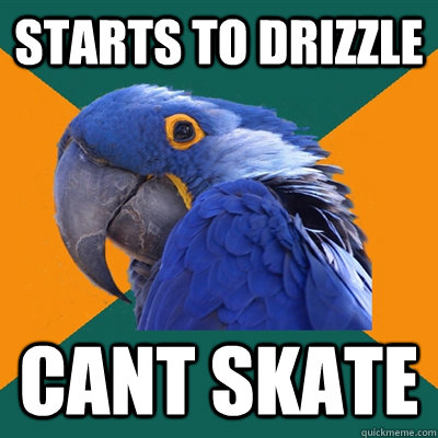 Starts to drizzle cant skate  Paranoid Parrot