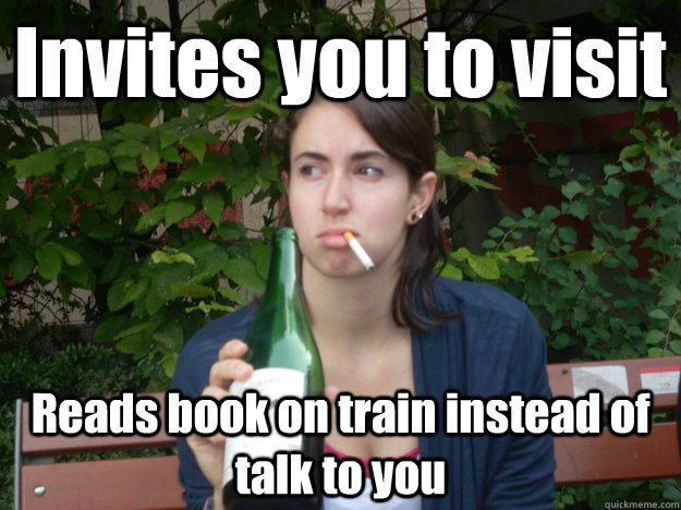 Invites you to visit Reads book on train instead of talk to you   Study Abroad Bitch