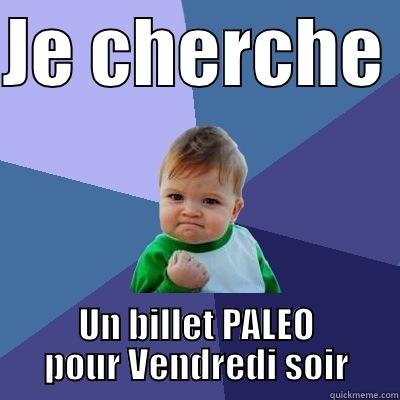 Paleo ticket  - JE CHERCHE  UN BILLET PALEO POUR VENDREDI SOIR Success Kid