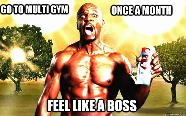 Feel like a boss Go to multi gym                                Once a month   