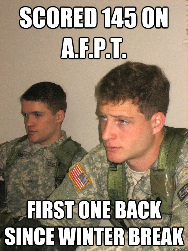 Scored 145 on A.F.P.T. First one back since Winter Break  ROTC Studs