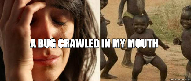  A bug crawled in my mouth -  A bug crawled in my mouth  First World Problems  Third World Success