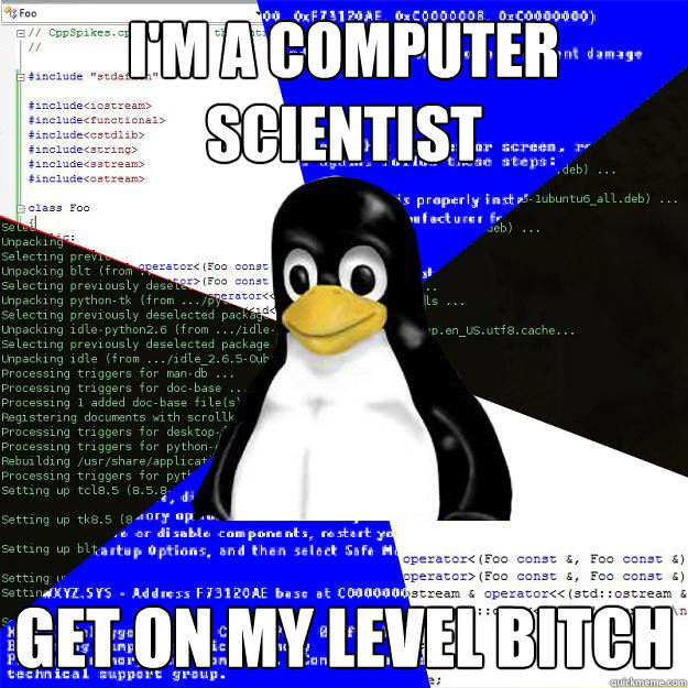i'm a computer scientist get on my level bitch  Computer Science Penguin