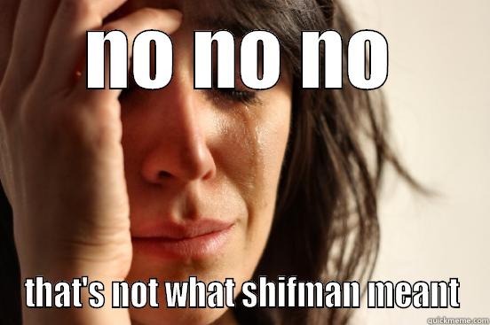 NO NO NO THAT'S NOT WHAT SHIFMAN MEANT First World Problems