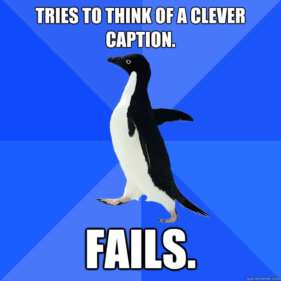 TRIES TO THINK OF A CLEVER CAPTION. FAILS.  Socially Awkward Penguin