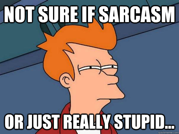 Not sure if Sarcasm Or Just really stupid...  Futurama Fry