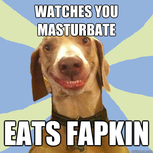 Watches you masturbate eats fapkin  Disgusting Doggy