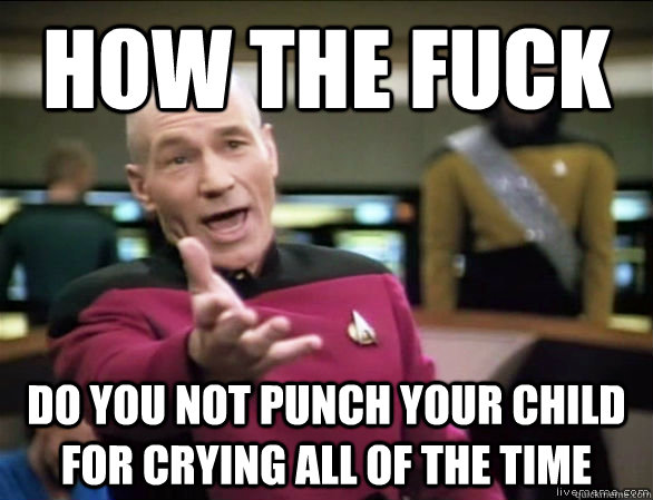 how the fuck do you not punch your child for crying all of the time  Annoyed Picard HD