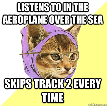 listens to in the aeroplane over the sea  skips track 2 every time - listens to in the aeroplane over the sea  skips track 2 every time  Hipster Kitty
