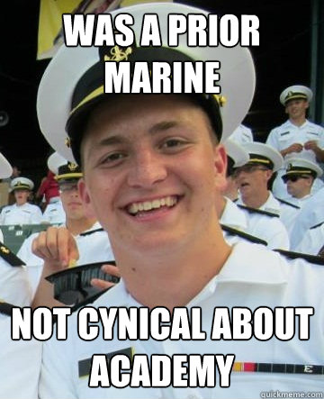 was a prior marine not cynical about academy  