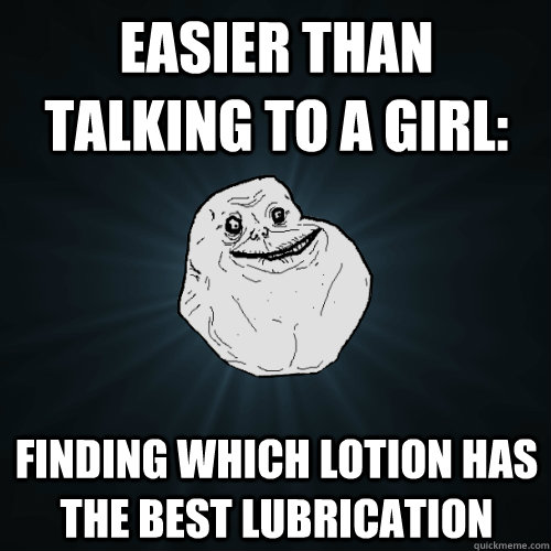 Easier than talking to a girl: finding which lotion has the best lubrication  Forever Alone