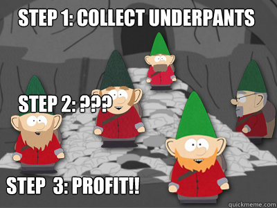 Step 1: Collect Underpants Step  3: PROFIT!! sTEP 2: ???  