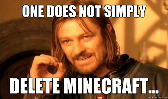 One Does Not Simply delete minecraft...  Boromir