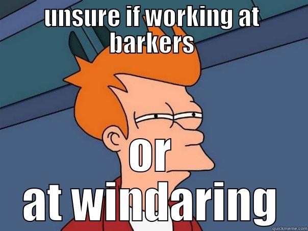 UNSURE IF WORKING AT BARKERS OR AT WINDARING Futurama Fry