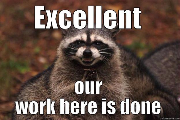 Be creative - EXCELLENT OUR WORK HERE IS DONE Evil Plotting Raccoon