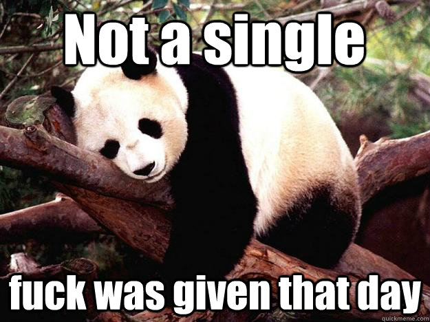 Not a single  fuck was given that day - Not a single  fuck was given that day  Procrastination Panda