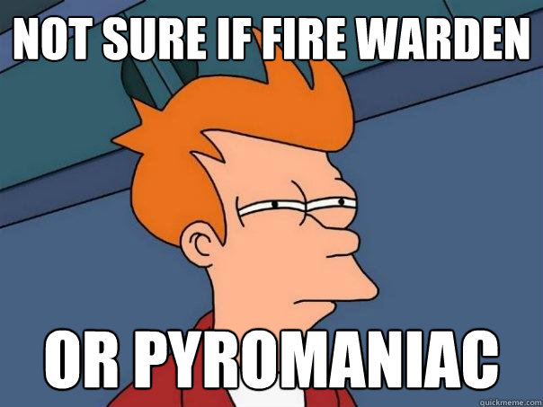 Not sure if fire warden or pyromaniac - Not sure if fire warden or pyromaniac  Futurama Fry
